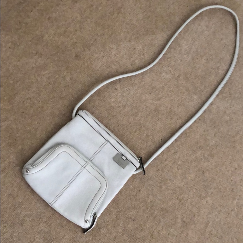 TIGNANELLO Crossbody Bag - White with taupe stitch
